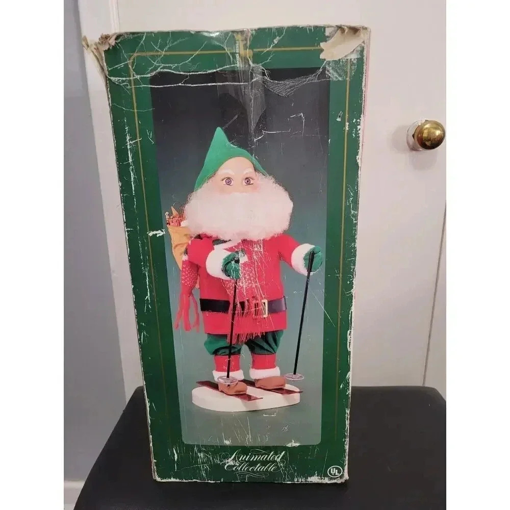 Vintage National Rennoc Animated Christmas Skiing Santa Claus Used 19"‎ Electric